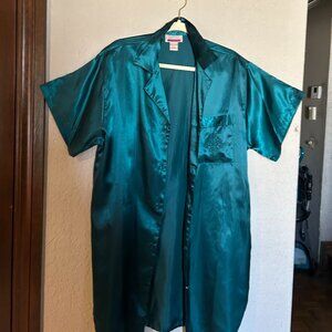 Green Satin Womens Sleepware Shirt Size S